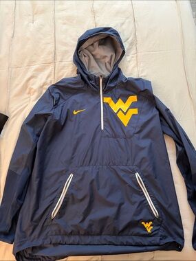 Nike Navy and Yellow WV Mountaineers Windbreaker Hooded Pullover